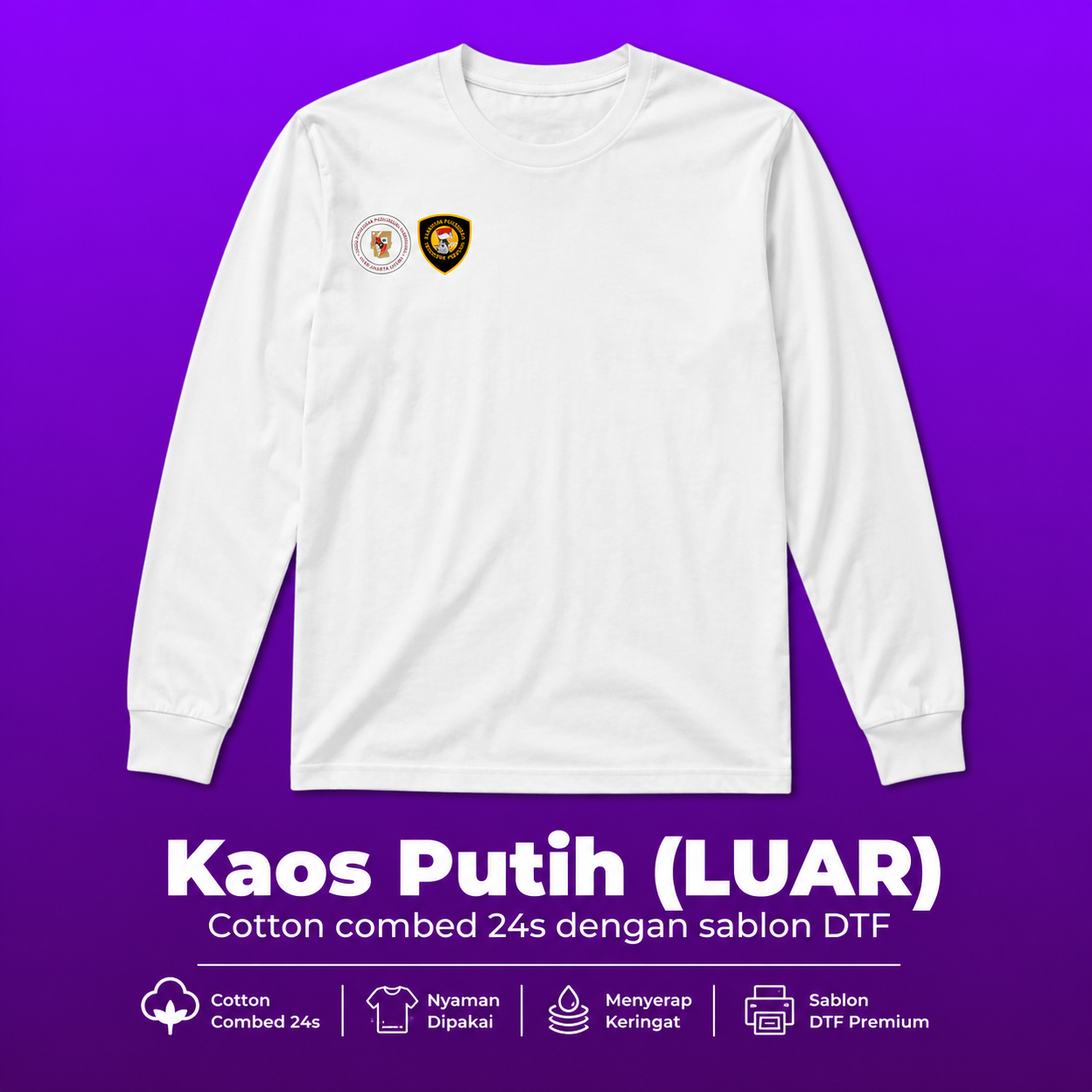 Kaos Putih Lengan Panjang